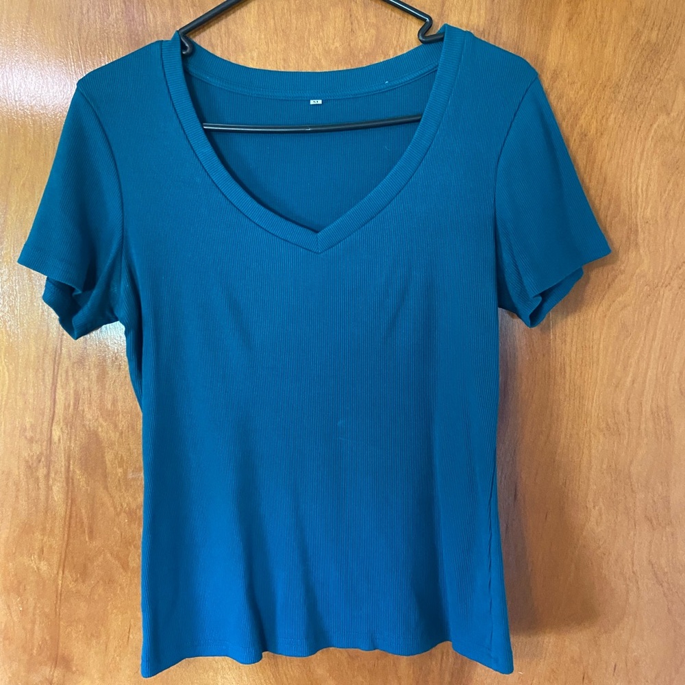 Teal V-Neck Women's Top